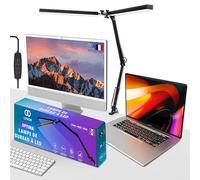 Lynor Lampe de Bureau LED Puissante - Lampe bureau à bras articulé, Tête LED finition aluminium traité, Pince métallique, Lumière sans scintillement - idéale pour double écran et usage professionnel