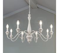 LynPon Lustre blanc vieilli à 8 lumières en bois français rétro, plafonnier rustique de ferme, luminaire vintage pour salon, salle à manger, chambre à coucher, cuisine, couloir