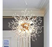 LynPon Lustre Salon Doré Moderne Sputnik Or Suspension Luminaire Feu d'artifice Cristal Plafonnier pour Salle à Manger Chambre (8 lumières, diamètre 15,7'')