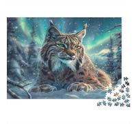 Lynx dans la Neige Puzzle 1000 Pièces Papier recyclé pour Adultes Puzzle pour Adultes Jeu Difficile et Stimulant Excellente idée Cadeau pour créativité et offres de Cadeaux 70x50cm/1000pcs
