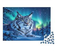 Lynx dans la Nuit de Neige 1000 Pièce Carton Épais Jeu De Puzzle Senior Jigsaw Enthusiastes Soulagement du Stress 70x50cm/1000pcs