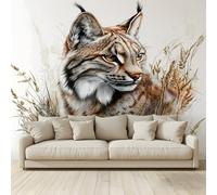 Lynx dans l'herbe Papier Peint Panoramique Papier Peint Intissé Poster Geant Mural Personnalisé 3D Peinture Murale Tv Pour Salon Chambre Décoration Murale 300(H) x 210(L) cm