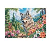 Lynx dans Un Champ de Fleurs 500 Pieces Casse-tête Adulte en Carton Haute Qualité Difficulté Moyenne Motif Complexe Activité Familiale Idée Cadeau Saint Valentin 500 PCS