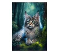 Lynx Forêt Animal Puzzle, 1000 Pcs pour Adultes Haute Qualité | 38x26cm Amateurs De Puzzles, Cadeau D'anniversaire, Carton, Apaisement De L'humeur, Ajustement Serré