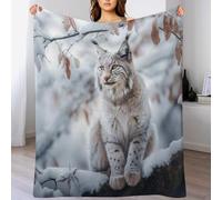 Lynx Polaire Couverture en Flanelle Flannel, Couvertures Confortable Douce pour Lit, Sofa Et Canapé-Lit （150×200cm）