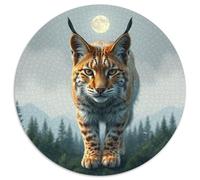 Lynx Puzzle Rond De 1000 Pièces pour Animaux Das Tier Women Parfait Encastrement Qualité Supérieure Impossible Difficile Entertainment' Artist Puzzle Art 1000pcs (67.5x67.5cm)