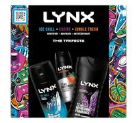 LYNX Trifecta Coffret cadeau déodorant gel douche, spray pour le corps et anti-transpirant, cadeau parfait pour lui 3 pièces