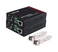 Lynxcel 1 paire de convertisseurs de média Gigabit multi-mode, 10/100/1000Base-TX vers 1000Base-SX Fibre vers Ethernet avec 2 modules émetteur-récepteur LC 1,25 Gbit/s MMF 850 nm, jusqu'à 550 m, 1