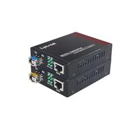 Lynxcel Convertisseur de média fibre Gigabit vers Ethernet, convertisseur de médias fibre monomode avec 2 modules Bidi SFP SMF LC, 10/100/1000Base-TX vers 1000Base-FX SFP vers RJ45, jusqu'à 20 km