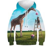 LYNXPanorama Ensemble de sweats à capuche imprimés 3D pour garçons - Pull décontracté à capuche à manches longues - Vêtements d'hiver avec poche, Girafe barbe à papa, 8-10 Years