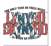 Lynyrd Skynyrd - Aimant de réfrigérateur ONLY TIME HE FEELS RIGHT (Taille unique) (Blanc/Rouge/Bleu)
