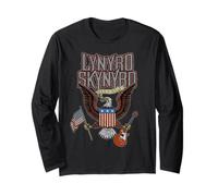 Lynyrd Skynyrd Eagle Guitare Drapeau américain Classique Rock rétro Motard Manche Longue