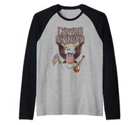 Lynyrd Skynyrd Eagle Guitare Drapeau américain Classique Rock rétro Motard Manche Raglan