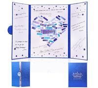 LYNYUN Grande carte d'anniversaire, décorations d'anniversaire bleues et argentées, alternative au livre d'invité amusant, poster géant de signature d'anniversaire 30,5 x 45,7 cm, grande carte pour