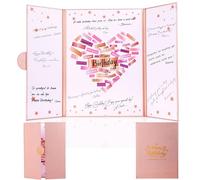 LYNYUN Grande carte d'anniversaire, décorations d'anniversaire en or rose, alternative au livre d'invités, affiche d'anniversaire géante 30,5 x 45,7 cm pour femme/fille/amie/sœur