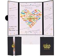 LYNYUN Grande carte d'anniversaire, décorations d'anniversaire noires et dorées, alternative au livre d'invité amusant, poster géant de signature d'anniversaire 30,5 x 45,7 cm pour hommes, garçons