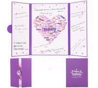 LYNYUN Grande carte d'anniversaire, décorations d'anniversaire violettes, alternative au livre d'invité amusant, poster géant de signature d'anniversaire 30,5 x 45,7 cm, grande carte pour femme/fille