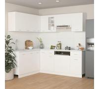 Lyon Ensemble de cuisine 11 pièces en bois blanc avec design élégant et grand espace de rangement pour la vaisselle, les couverts, les ustensiles de cuisine, les ustensiles de cuisine, durable et