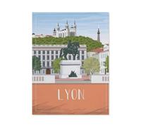 Lyon, France, Affiche de Voyage Vintage，Puzzle pour Adultes 1000 Pièces en Papier Puzzles Jeu Cadeau Accueil Décoratif Mots Croisés（50x70cm）-BN37