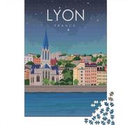Lyon France Nuit Puzzle 1000 Pieces Puzzle Adulte Classique Jeu D'Intelligence 38x26cm/1000pcs