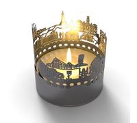 Lyon-Skyline Photophore en acier inoxydable 3D pour bougie avec carte