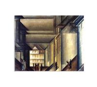 Lyonel Feininger CéLèBre Impression Sur Toile Derrière l'église de la ville Poster Reproduction De Peintures à L’Huile Abstrait Sur Toile Pour DéCoration De Salon60x50cm(24x20in)Toile uniquement