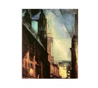 Lyonel Feininger CéLèBre Impression Sur Toile Église Sainte-Marie la nuit, Halle Poster Reproduction De Peintures à L’Huile Abstrait Sur Toile Pour DéCoration De Salon105x80cm(41x31in)Toile uniquement