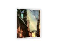 Lyonel Feininger CéLèBre Impression Sur Toile Église Sainte-Marie la nuit, Halle Poster Reproduction De Peintures à L’Huile Abstrait Sur Toile Pour DéCoration De Salon40x30cm(16x12in) Cadre intérieur