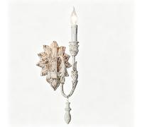 LYOUAE Applique Murale Style Campagnard Vintage, Lampe Bougie Finition Blanc Vieilli