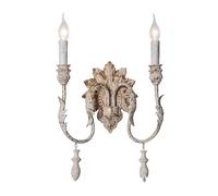 LYOUAE Applique Murale Style Campagnard Vintage, Lampe Bougie Finition Blanc Vieilli