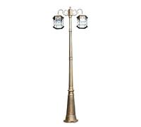 LYOUAE Borne Eclairage Lampadaire extérieur traditionnel en fonte d'aluminium, Double tête, poteau haut, lampes de pilier de paysage Vintage avec verre transparent(Bronze,H 280cm/110.23in)
