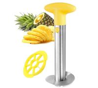 Lyoveu Coupe Ananas Et Evideur, Coupe Ananas INOX, Découpe Ananas en Acier Inoxydable 3-en-1,Coupe-Ananas pour Éplucher, Coupe-Ananas pour Éplucher, Évider Et Trancher Le Fruit-Yellow