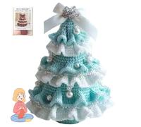 Lyoveu diy crochet christmas tree kit handmade holiday decoration set,Beginner Crochet DIY Christmas Tree Kit,Craft Kit with Yarn, Hook,Beads & Instructions,Best Gift for Friends and Family-F
