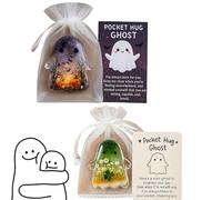 Lyoveu Ghost Pocket Cards, Halloween Cute Mini Hug ，ghost Pocket Cards，Cute Mini Charm, Inspirational Gift for Friends, Halloween Emotional Support Pocket Gift， Small Decorative Keepsake-a