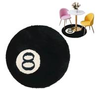 Lyoveu Tapis Boule de Billard 8,8 Ball Rug, Tapis de Sol antidérapant,Tapis de Salle de Bain pour Chambre d'enfant,Tapis décoratif Noir pour Salon, décoration de fête-Black||100x100cm