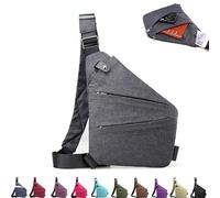 Lyoveu Wander Plus Anti Theft Travel Bag,2024 Anti-Theft Travel Bag,Crossbody Bag,Sac à bandoulière antivol,Ultra-Thin Anti-Theft Crossbody Bag for Travel,New Personal Flex Bag-Grey||Left Shoulder