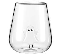 Lyoveu Wine Glass with Ghost Inside,sans Pied D'Halloween Avec Intérieur Fantôme, Verres Transparents Effrayants, Design Mignon De Citrouille Pour Le Vin, L'eau Et Le Jus, Pour Fête D'Halloween-A