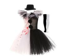 LYP-DEINEOMGS Robe bouffante et chaussettes for filles, déguisement de clown, déguisement d'Halloween for enfants(B,XL (8-9Y))