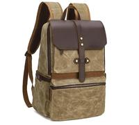 LYP-DEINEOMGS Sac à Dos en Toile for Homme, Style Vintage, Style Trekking, Classique, en Toile cirée, Petit Sac à Dos for Homme, élégant, Durable, for l'école et l'extérieur(Khaki_32cmX19cmX46cm)