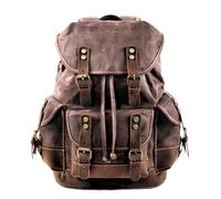 LYP-DEINEOMGS Sac à Dos en Toile for Homme, Style Vintage, Style Trekking, Classique, en Toile cirée, Petit Sac à Dos for Homme, élégant, Durable, for l'école et l'extérieur(Dark Brown_32*45 * 15cm)