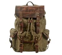 LYP-DEINEOMGS Sac à Dos en Toile for Homme, Style Vintage, Style Trekking, Classique, en Toile cirée, Petit Sac à Dos for Homme, élégant, Durable, for l'école et l'extérieur(Green_33cmX15.5cmX47cm)