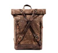 LYP-DEINEOMGS Sac à Dos en Toile for Homme, Style Vintage, Style Trekking, Classique, en Toile cirée, Petit Sac à Dos for Homme, élégant, Durable, for l'école et l'extérieur(Dark Brown)