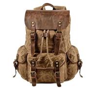 LYP-DEINEOMGS Sac à Dos en Toile for Homme, Style Vintage, Style Trekking, Classique, en Toile cirée, Petit Sac à Dos for Homme, élégant, Durable, for l'école et l'extérieur(Khaki_33cmX15.5cmX47cm)