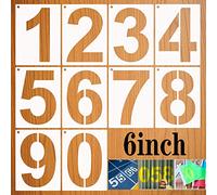 LYPER 6inch 0 à 9 Ensemble de pochoirs à grand nombre, 10pcs Numéro d'adresse de trottoir réutilisable Signe de route Modèles numériques pour la peinture des panneaux de boîte aux lettres de bricolage