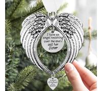 LYPER Ailes d'ange commémoratives pour perte de sœur, cadeaux de condoléances - I Have a Angel Watching Over Me I Call - A Piece of My Heart Is in Heaven Décorations de Noël pour un être cher