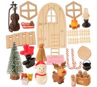 LYPPUL 36PCS Kit Porte Lutin de Noël, Porte Lutin Farceur de Noel Kit, Maison Lutin Farceur de noël, kit de noël Miniature avec Sapins de noëls, Portes, Fenêtres, Decoration Noel Cadeaux Enfants