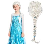 LYPPUL Princesse Perruque, Perruque Blonde Longue Tresse avec Diamant, Cosplay perruque Blonde avec une Tresse pour Fête d'anniversaire Carnaval Déguisement