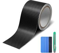Lypumso 3D Noir Covering Carbone 8 x 900 cm + Outils, Protection Seuil de Porte Voiture, Bande Autocollante Voiture Convient aux Voitures, Motos et Vélos