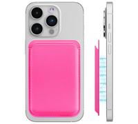 LYQNIHOB 1 pièce Portefeuille magnétique pour iPhone, Porte Carte iphone, Porte-Cartes en PU, Doté d'un porte-cartes et d'un système RFID, Conçu en PU en Cuir Végan, pour Maintien 2 Cartes, Rose rouge