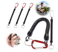 LYQNIHOB 3x Pêche Cordons, Porte-Clés en Spirale, Pêche Outils Sécurité Elastique Corde, Cordes De Pêche Bateau Sécurisé Rétractable Spiralé Tether avec Mousqueton, Poisson Outils Attirail Accessoires